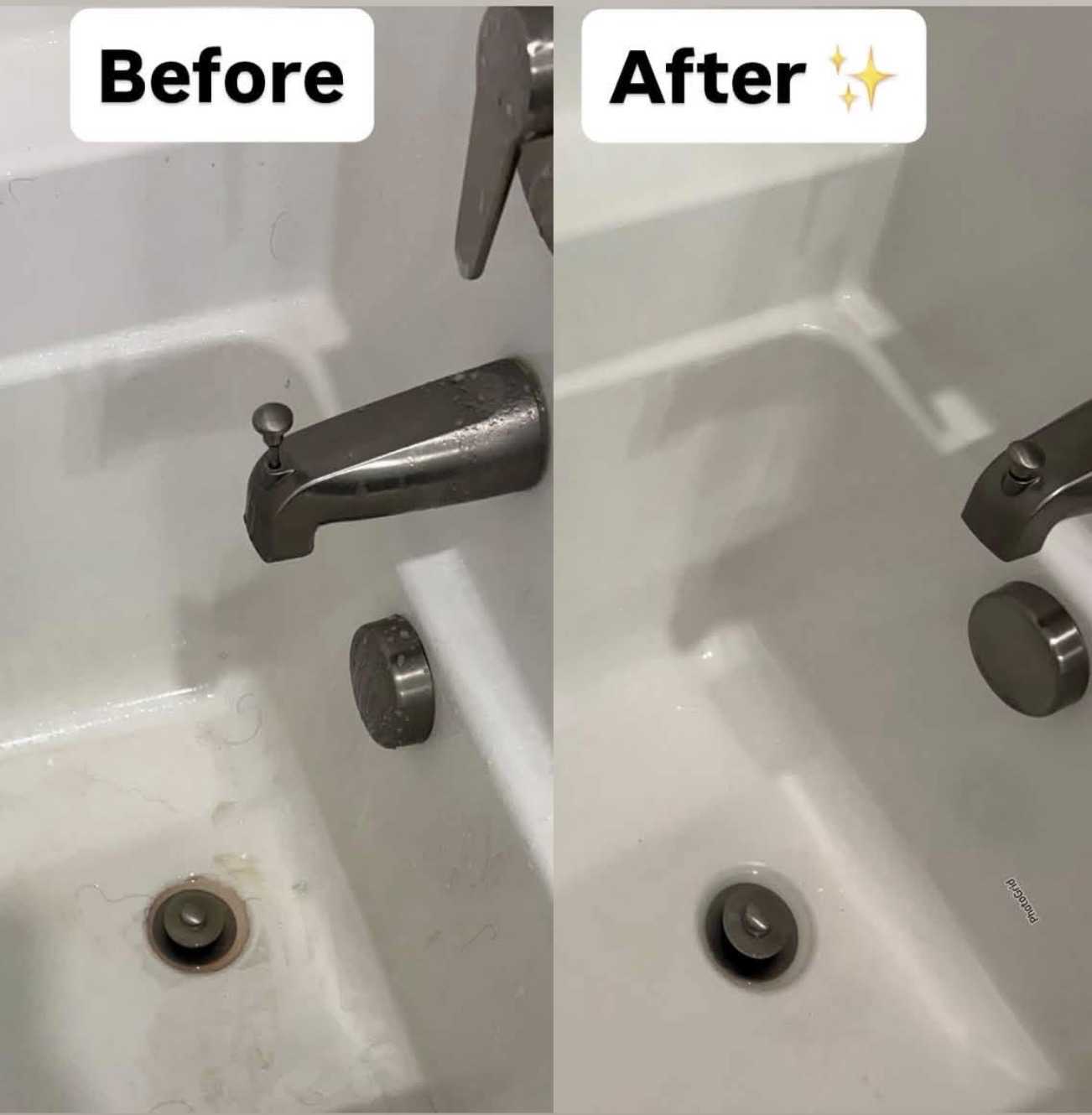Bathtub cleaning before and after